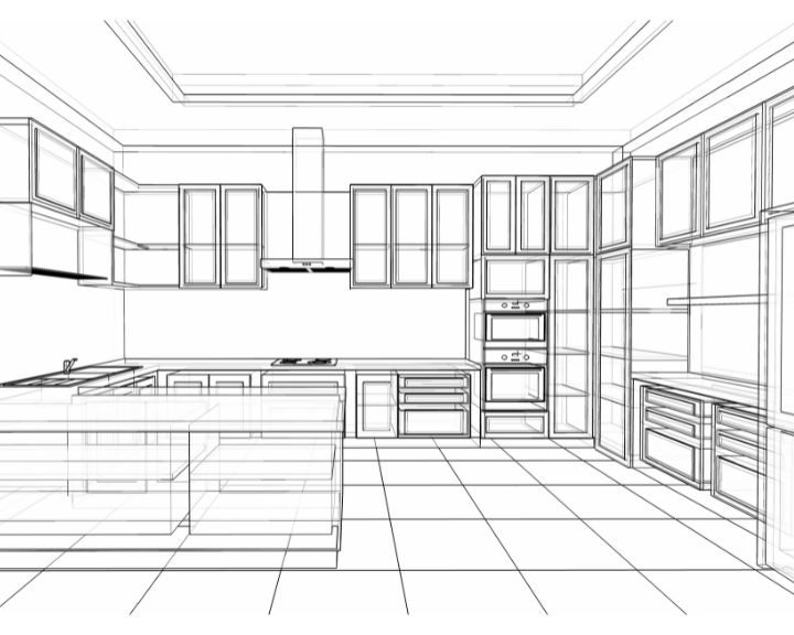 A kitchen design sketch